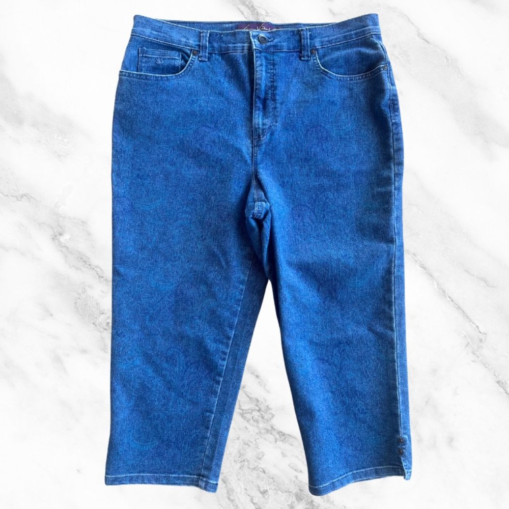 Gloria Vanderbilt Blue Medium Wash Capri Cropped Jeans Womens Size 14